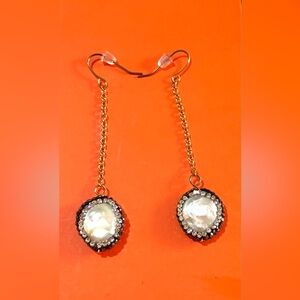Fashion jewelry stainless freshwater pearl & rhinestones teardrop earrings